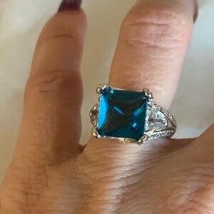 Aquamarine cubic zirconia 925 ring size 5